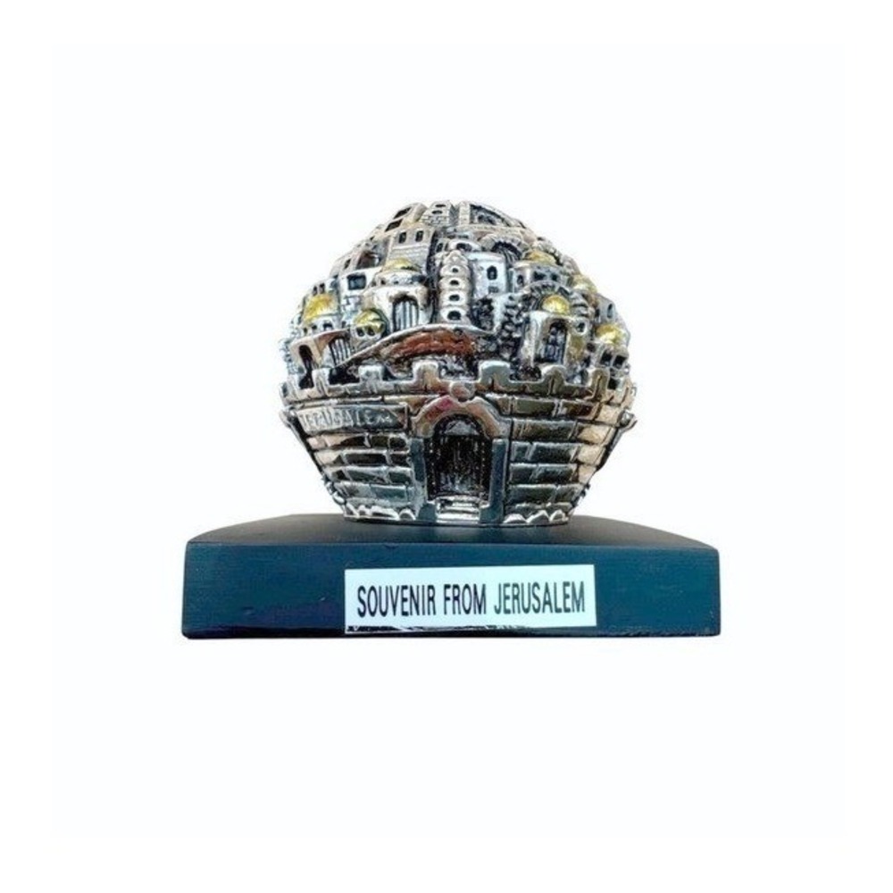 Vintage Jerusalem‎ Old City Paperweight 925SC Silver Covered Judaica Israel